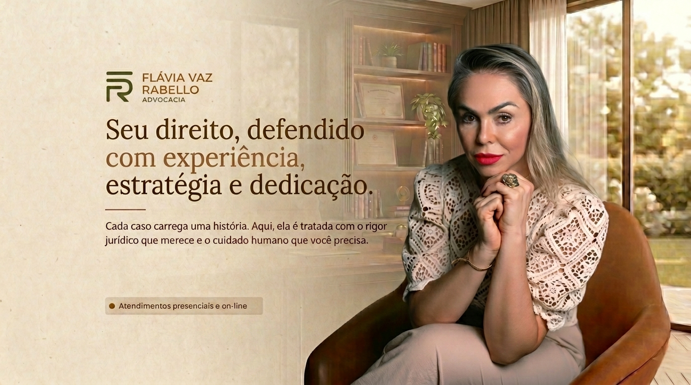 Flávia Vaz Rabello Advocacia — Seu direito defendido com experiência, estratégia e dedicação. Atendimento presencial e online em todo o Brasil · OAB 262057/SP